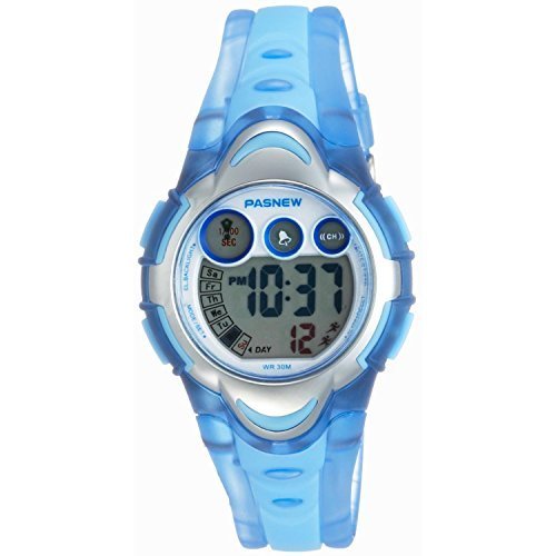 LED Waterproof Sports Digital Watch for Children Girls Boys (Light Blue)