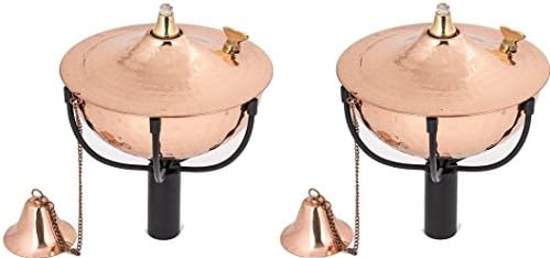 Legends Direct Maui Tiki Style Torch Set Of 2 Landscape Torch Oil Lamps Hammered Copper
