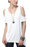 Urban CoCo Women's Vogue Shoulder Off Wide Hem Design Top Shirt - Large - White