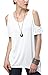 Urban CoCo Women's Vogue Shoulder Off Wide Hem Design Top Shirt - Large - White