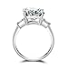 Erllo 5 Carats Square Cubic Zirconia Baguette CZ 3 Stone 925 Sterling Silver Engagement Wedding Rings