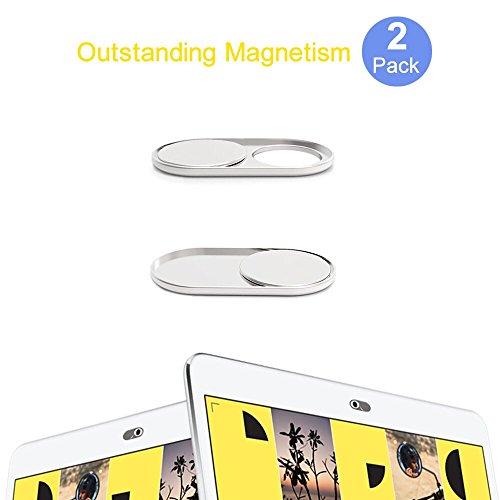 【Upgraded】Cimkiz WB02 Webcam Cover Slider Metal Magnet Web Camera Cover for Laptop MacBook Pro PC Tablet Phone Protect Your Privacy Strong Adhesive |Transparent Sticker to 3M sticker| 2 packs silver