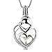 PDTXCLS NY Jewelry 925 Sterling Silver Mother and Child Heart Design Cage Pendants for Pearl, Pearl Cages for Pearl DIY Jewelry Making