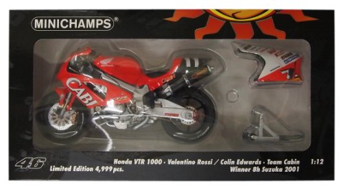 Minichamps Honda VTR 1000 8 Hours Suzuka 2001 Valentino Rossi in 1:12 Scale By