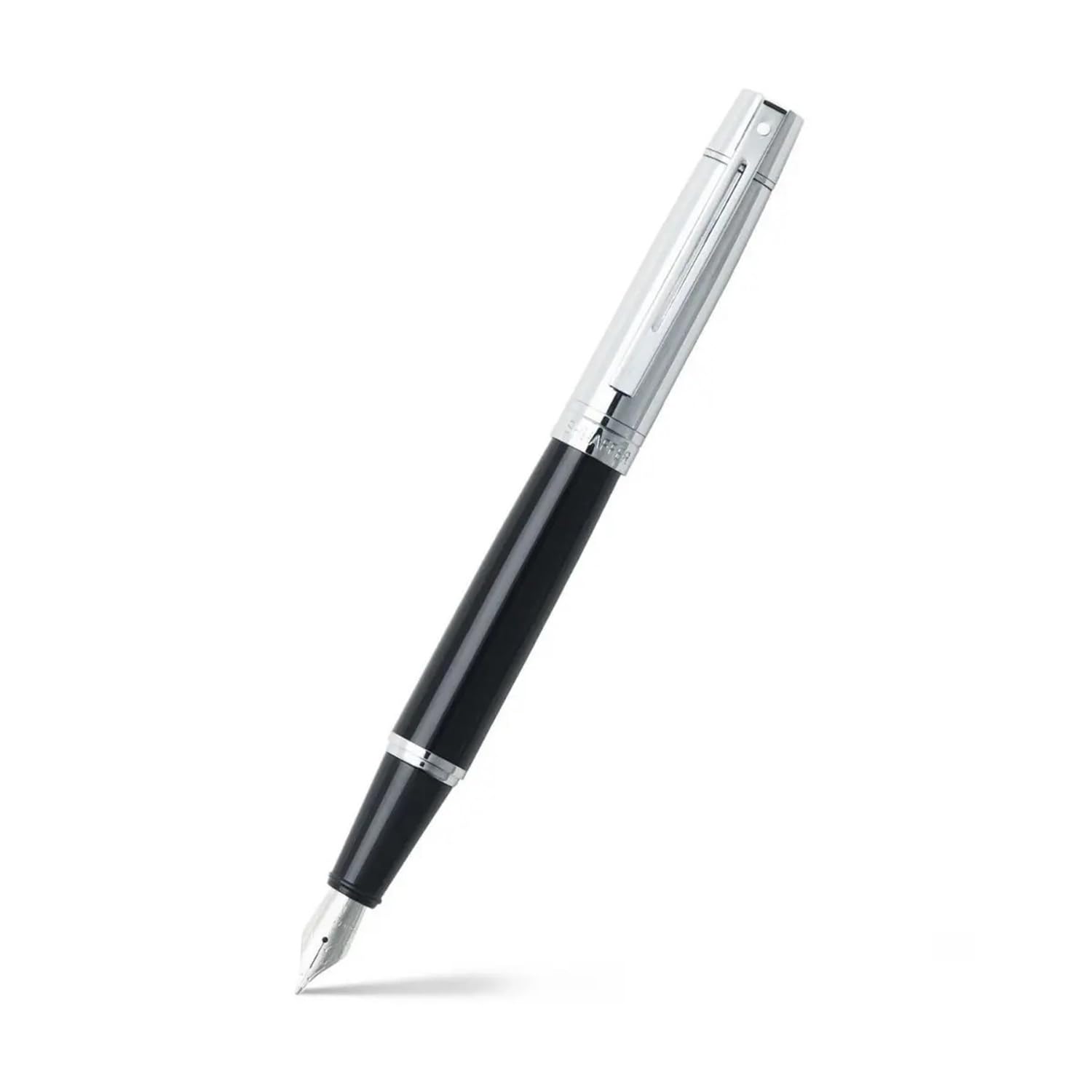 Sheaffer 300 - Refillable Fountain Pen, Medium Nib, Glossy Black, Chrome Cap and Appointments