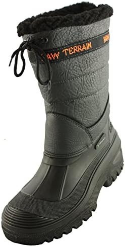 Raw Terrain Black with Orange Text, Rubber Waterproof Foot, Dog Walking, Snow Boots, muck Boots, Country Boots