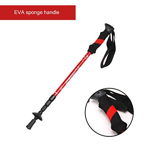 Samoii Mountain Outfitters Trekking Poles, Collapsible Lightweight Trekking Poles Sticks Alpenstock 55-125cm Red Blue for Walking Hiking ï¼ˆRedï¼‰