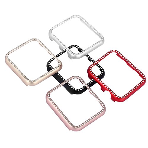 Leotop Compatible with Apple Watch Case 38mm, Metal Bumper Protective Cover Frame Accessories Women Girl Bling Shiny Crystal Rhinestone Diamond Compatible iWatch Series 3/2/1(Diamond Rose Gold, 38mm) - Thumbnail 6