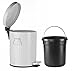 AMG and Enchante Accessories, Round Waste Bin, 5L Garbage Trash Can with Step Foot Pedal, WB07W WHT, Glossy White