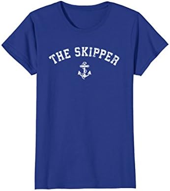 Womens Vintage The Skipper T Shirt, Old Retro The Skipper Boating T Small Royal Blue