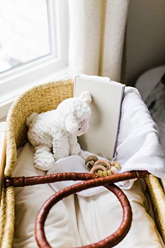 Moses basket, African Moses basket with brown leather handle, Baby bassinet