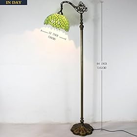 WERFACTORY Tiffany Lamp Floor Green Wisteria Stained Glass Arched Lamp 12X18X64 Inches Gooseneck Adjustable Corner… 41ThCJvbb%2BL