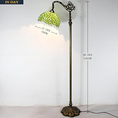 WERFACTORY Tiffany Lamp Floor Green Wisteria Stained Glass Arched Lamp 12X18X64 Inches Gooseneck Adjustable Corner… 41ThCJvbb%2BL