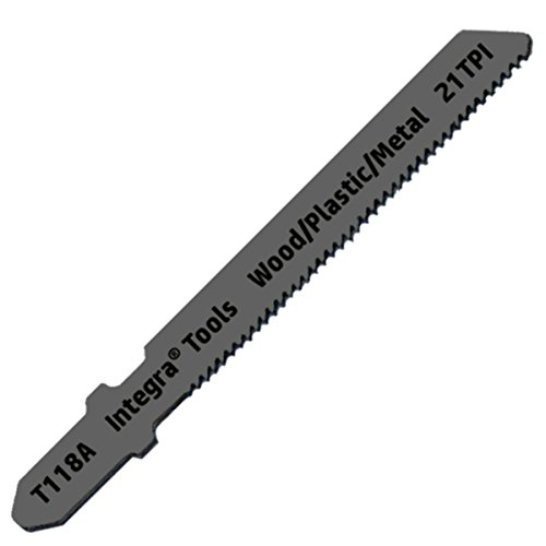 INTEGRA Tools T118A T-Shank 20 Piece Contractor Jigsaw Blade Set with storage tube. Made with Metal. Blades optimized for cutting Metal, Wood, PVC, and Plastic.