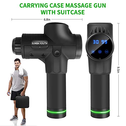 SUNBA YOUTH Carrying Case Massager Gun New Upgraded Muscle Massager Cordless Percussion Handheld Deep Tissue Body Massage Device Portable Cordless Super Quiet