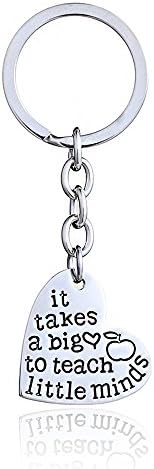 AGR8T Teacher Appreciation Gifts Key Chain Ring Teacher Day Love HeartKey Holder - It Takes a Big Heart to Teach Little Minds (Style A)