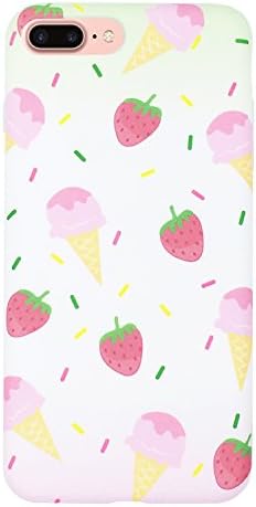 iPhone 7 Plus Case for Girls, Flexible Soft Slim Fit Full Protective Shell Phone Case with Summer Style Strawberry Ice Cream Pattern Cute Case for iPhone 7 Plus 5.5 Inch (Strawberry Ice Cream)