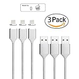 Netdot 2nd Generation Magnetic USB Charger Cable Adapter for iPhone 5, 5c, 5s, SE, 6, 6 Plus, 6s, 6s Plus, 7, 7 Plus (3 Pack silver)