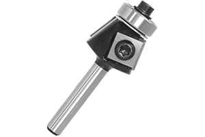 15 Degree Oblique Angle Router Bit with Bearing, 1/4 Inch Shank Milling Cutter for Woodworking, Carbide Insert Planer Bit for