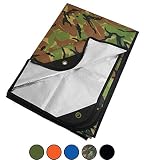 Arcturus Heavy Duty Survival Blanket - Insulated Thermal Reflective Tarp - 60" x 82". All-Weather, Reusable Emergency Blanket for Car or Camping (Woodland Camo)