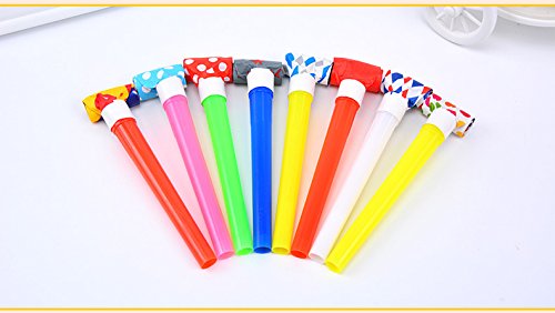 LONG7INES 50 Pcs 4.3Inch Funny Party Blowouts Blowers-Noisemakers Whistles for New Year Party Birthday, Random Colors Multicolored Funny Party Supplies