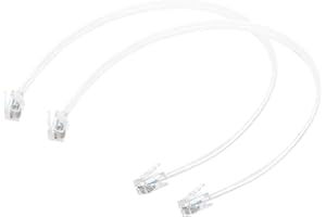 MECCANIXITY 2 Pack Telephone Cord, 1ft Phone Cable RJ12 6P6C Male to Male Straight Wired Handset Cord for Home, Office, White