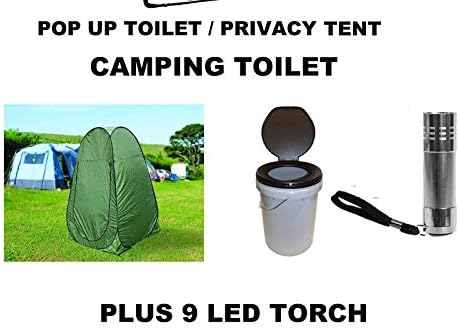 Leisurewize Need A Loo Portable Camping Toilet & Privacy Pop Up Tent & 9 LED Torch