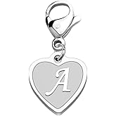 FAADBUK Initial Letter A-Z Alphabet Heart Charms for Jewelry Bracelet Keychain Necklace Initial Stainless steel Clasp Clip on Charm