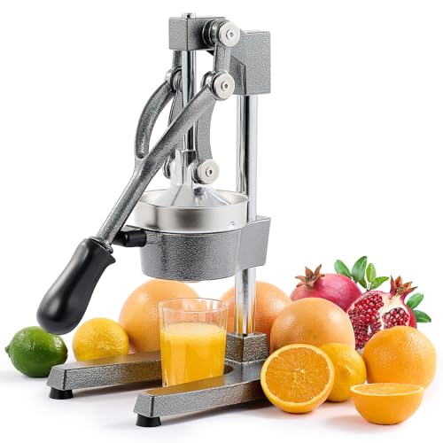 CO-Z Professional Manual Citrus Press Silent Stainless Steel Food Grade Grinder Juice Press Orange Lime Lemon Apples Fruit, Grey