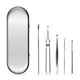 5 Pcs Ear Pick ULG Earwax Removal Kit Ear Curette Tool Set Stainless Steel Earwax Cleaning Spoon with Storage Box