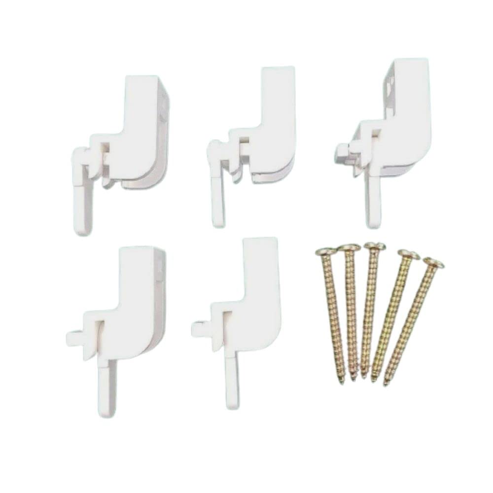 SoloGlyde Curtain Track Leverlock Brackets White Curtain Track Bracket Lever-lock Rail Track with Screws for Windows Shower Pack of 5.