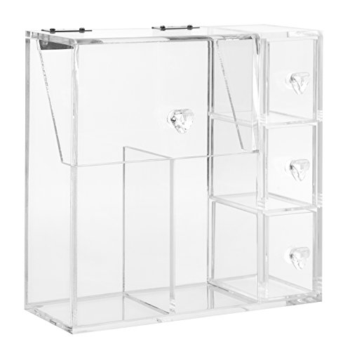image for PuTwo Makeup Organizer With 2 Make Up Brush Holders and 3 Drawers All 