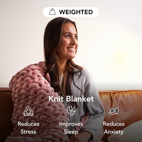 Hush Knit Weighted Blanket | 15 Lbs. – 48 x 72 Inches | Handmade | Premium Cotton Material | Chunky Knit Weave | Soft Washable Fabric | Engineered in Canada