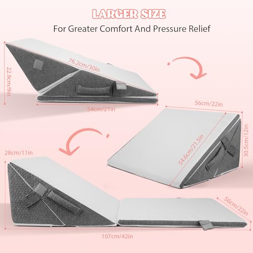 Aofesel 3pcs Bed Wedge Pillow, Antireflux Pillow Adults, Adjustable Triangular Pillow, Ergonomic Reflux Pillows for Sleep Apnea, Acid Reflux, Leg Elevation