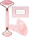 Jade Roller for Face - Rose Quartz Face Roller and Gua Sha Set for Skincare, Under Eye Bags, Puffy Eyes, and Face Massager, primary