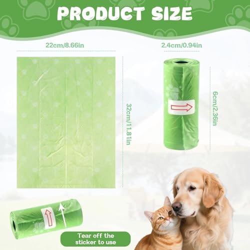 570 Pcs Dog Poop Bags, 6 Colours, Biodegradable, Leak Proof Dog Bags, Dog Poop Bag for Outdoor Use, Easy Opening, for Dogs and Pets, 22 x 32 cm (38 Rolls, 15 per Roll)