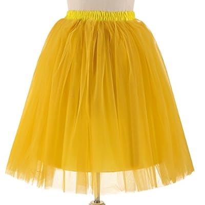 Gloa Princess Tutu Skirt Women Tulle Half Slips Wedding Party Petticoat Underskirt - Yellow