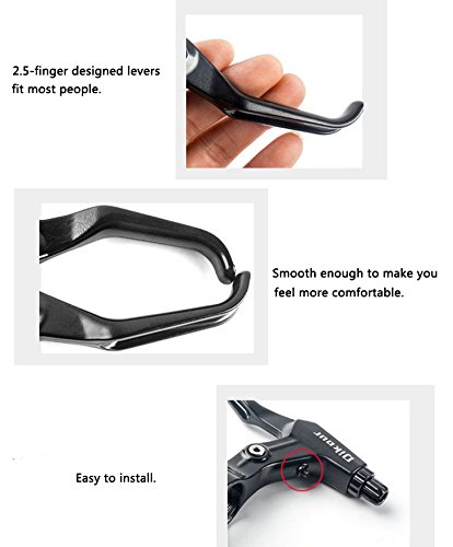 TOPBRY Bicycle Brake Lever,1 Pair Universal Full Aluminum Alloy Bicycle Brake Handle 2.2cm Diameter for mountain bike, road bike, folding bike, MTB (Black, 2.5-finger) - Thumbnail 4