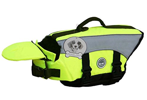 Vivaglory Dog Life Jackets with Extra Padding for Dogs, Large - Extra Reflective Yellow