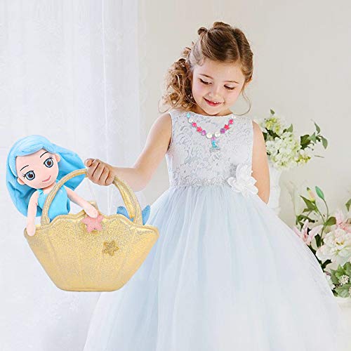 Tacobear Meerjungfrau Kuscheltier Meerjungfrau Plüsch Spielzeug mit Meerjungfrau Puppe Muschel Tasche Halskette Armband… – Bild 8