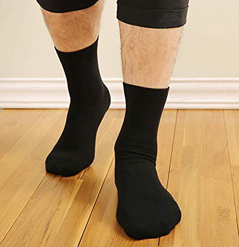 Men's Dress Socks - Cotton Socks for Business and Casual 6 Pack (Black, M)