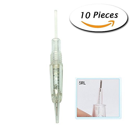 Pinkiou 5RL Pigment Cartridges Professional Tattoo Neddles Assorted Disposable Sterilized Tattoo Needles Round Liner (Pack of 10)