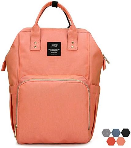 Poliking Diaper Bag Backpack for Baby Care, Multi-Functional Baby Nappy Changing Bag with Insulated Pockets, Waterproof Fabric, Large Capacity (Pink)