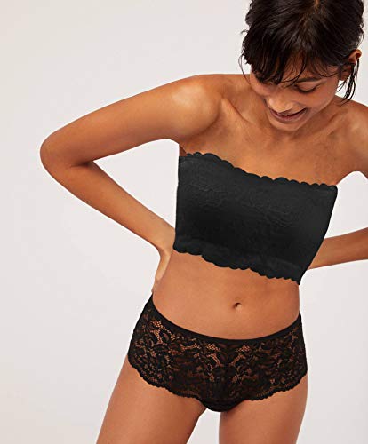 Plusfeel Women's Padded Bandeau Bra, Tube Top Seamless Invisible Nursing Bra, Black&White, 2 Pack, Small - Thumbnail 3