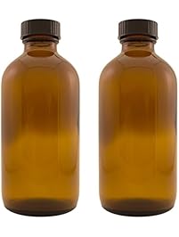 Greenhealth - 8 Oz Amber Glass Bottle with Phenolic Lid (Pack of 2)