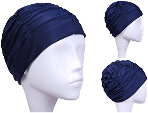PUAK523 Ladies Swimming Cap Inner Waterproof Lightweight Turban Fabric Swim Bath Hat(Royal Blue)