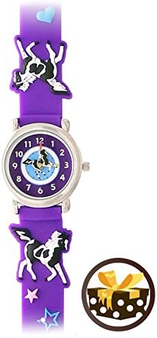 Wild Stallions (Purple) - Children's Time Teacher WATERPROOF Stallion / Horse Watch with DELUXE GIFT BOX