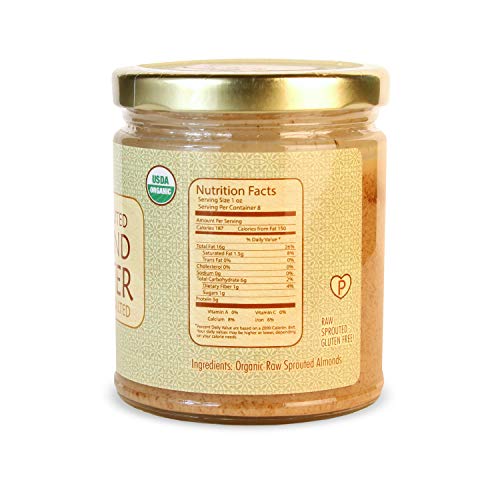 Gopal's Organic Raw Sprouted Almond Butter (Creamy and Unsalted) - 8 Ounces Jar - Thumbnail 2