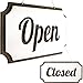Double-Sided Wooden Open Sign for Business - 12 х 6 Inches Open Closed Sign for Window or Door, Vintage Style Wood Panel, Decorative