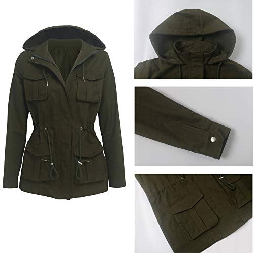 SheKiss Women's Zip Up Safari Military Anorak Jackets Camouflage Lightweight Outwear Coat with Pockets - Thumbnail 3